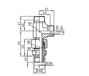 EVL-R  三通組合接頭-英制螺紋金屬密封PARKER接頭、PARKER卡套接頭