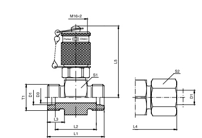 GMA3 管路測試點接頭 - 連接螺紋M16x2、PARKER卡套接頭、parker球閥